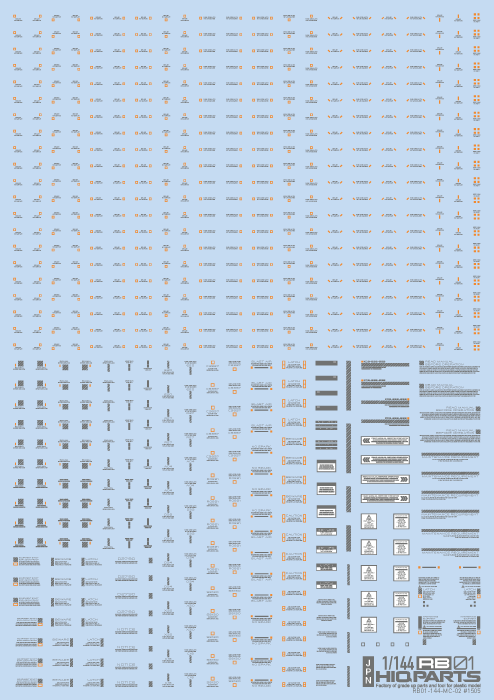 HiQ Parts: 1/144 RB01 Caution Decal - Gray & Orange 