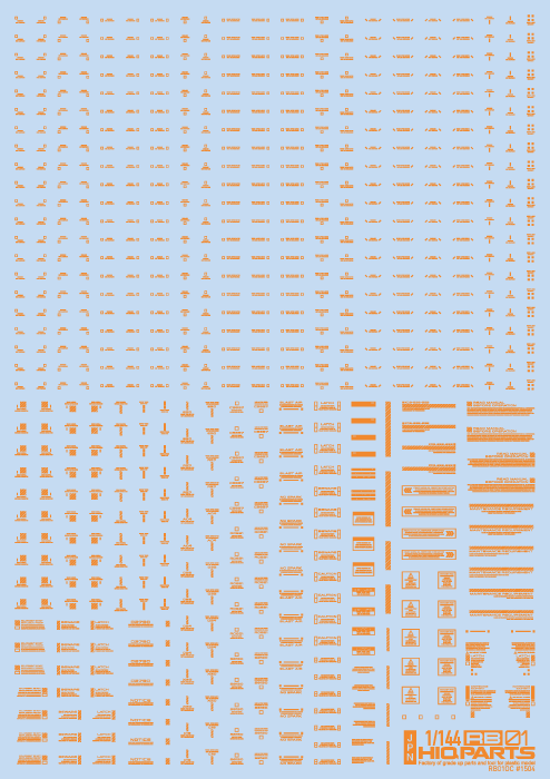 HiQ Parts: 1/144 RB01 Caution Decal One Color - Orange 