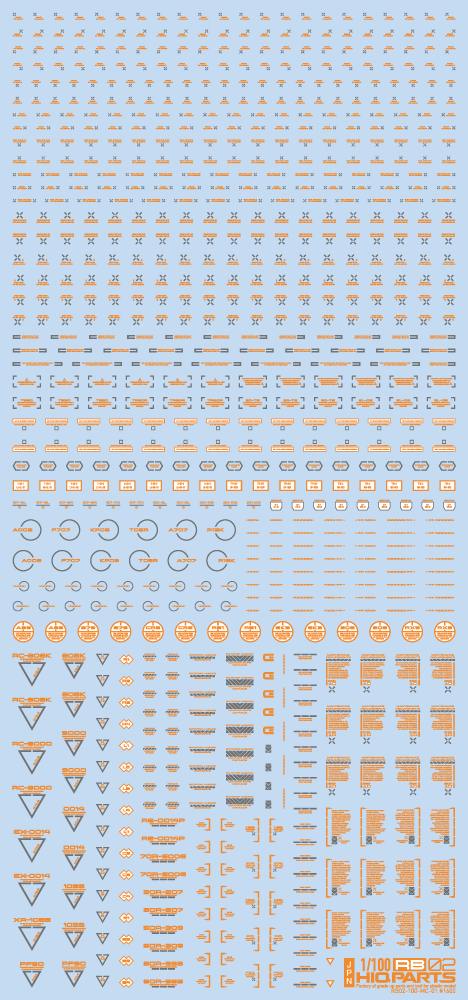 HiQ Parts: 1/100 RB02 Caution Decal - Orange & Gray 