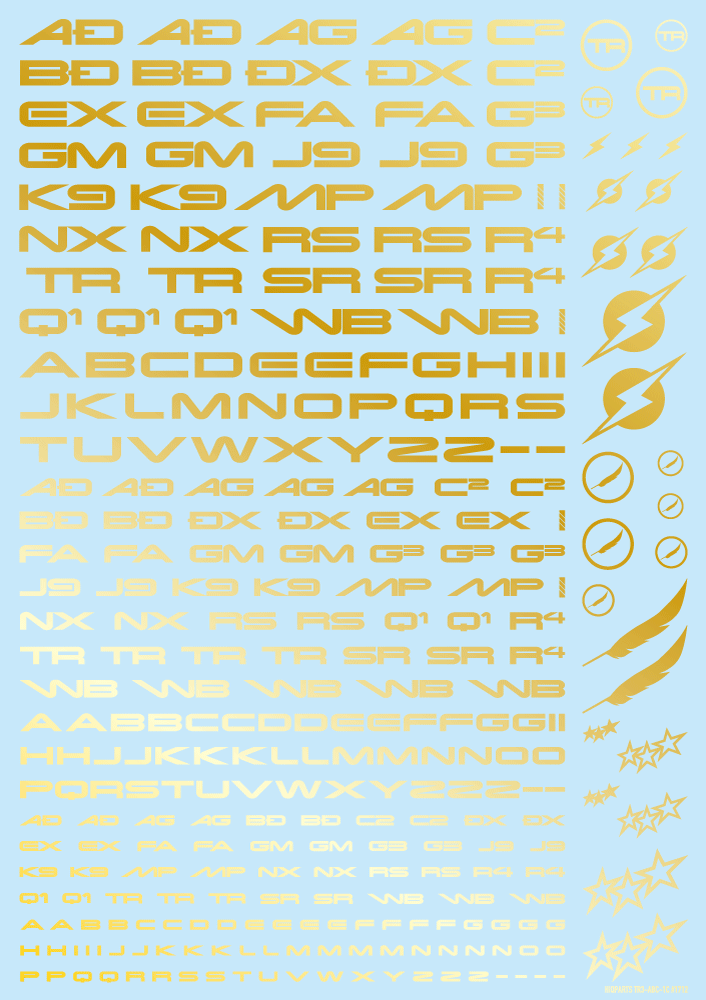 HiQ Parts: TR Decal 3 Alphabet Gold  