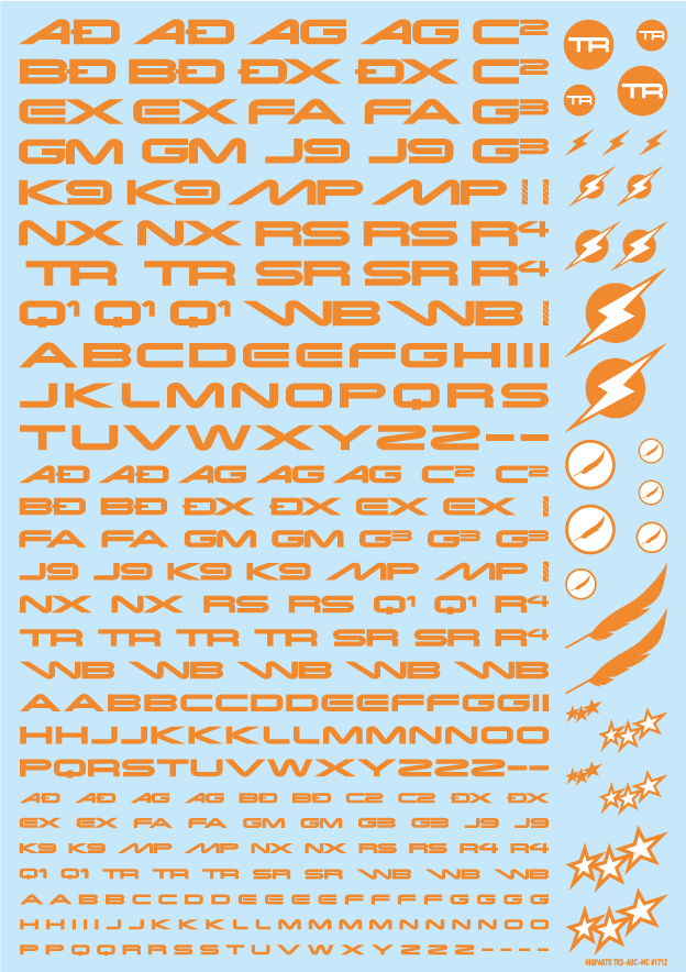HiQ Parts: TR Decal 3 Alphabet Orange 