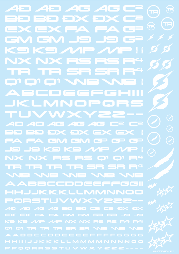 HiQ Parts: TR Decal 3 Alphabet White 
