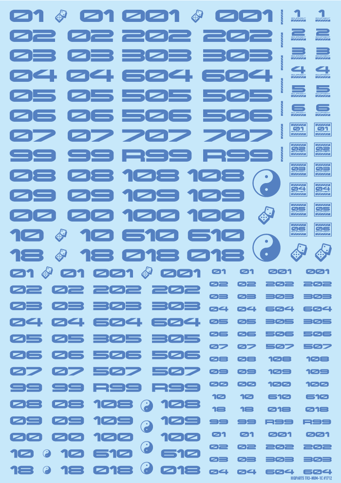 HiQ Parts: TR Decal 3 Number Blue 