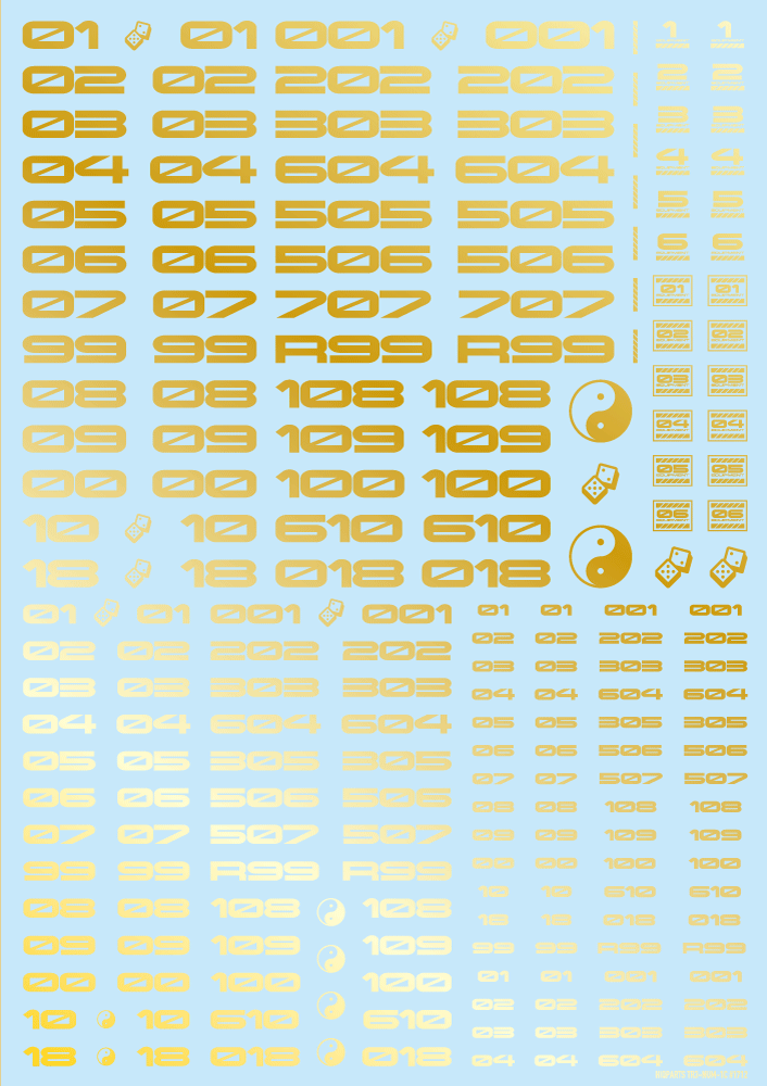 HiQ Parts: TR Decal 3 Number Gold 