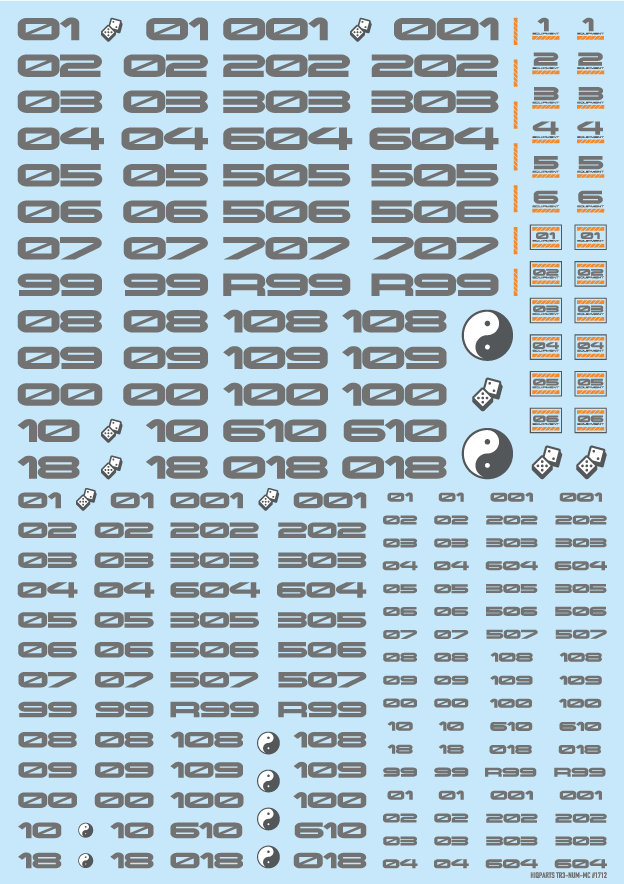 HiQ Parts: TR Decal 3 Number Gray 