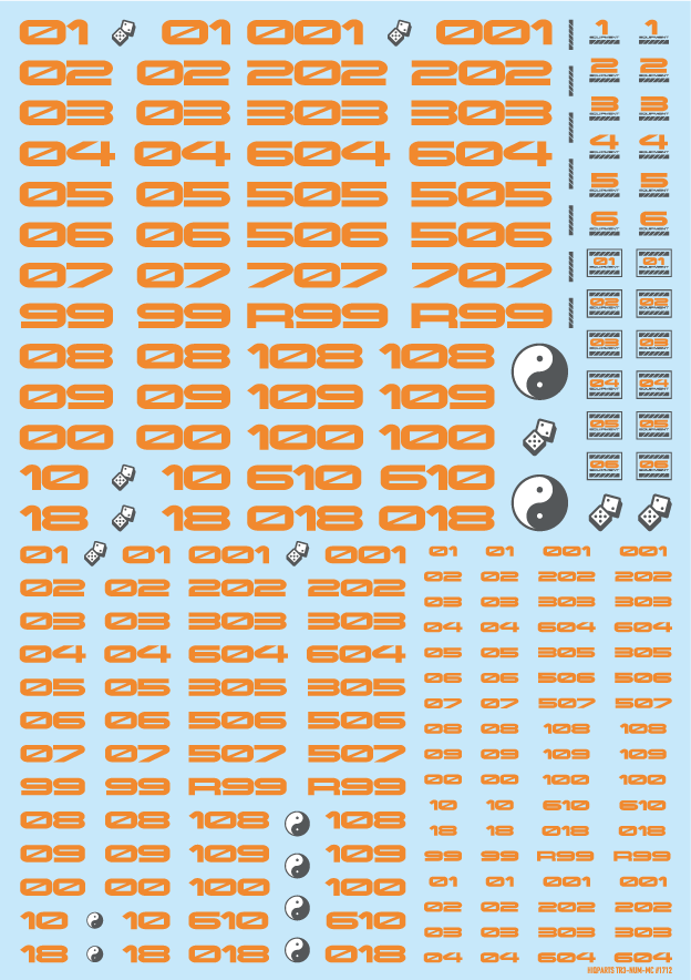 HiQ Parts: TR Decal 3 Number Orange 