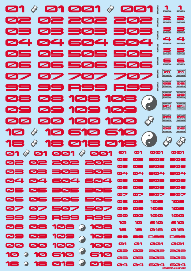 HiQ Parts: TR Decal 3 Number Red 