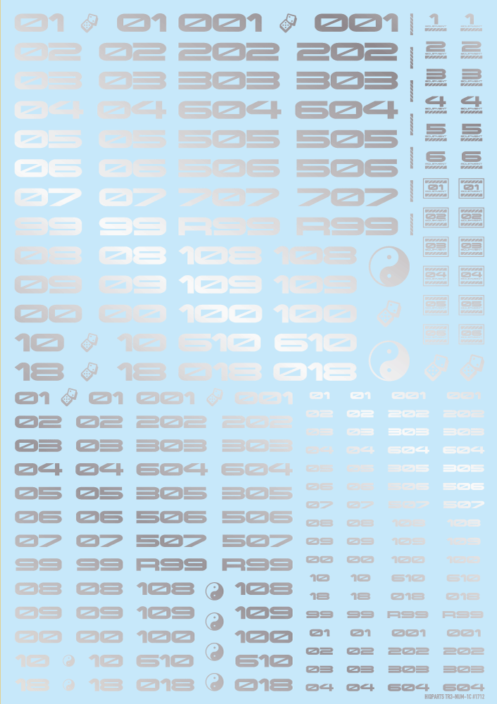 HiQ Parts: TR Decal 3 Number Silver 