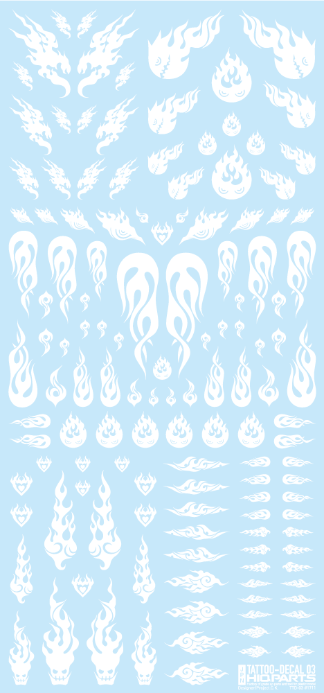 HiQ Parts: Tattoo Decal 03 "Fire" White 