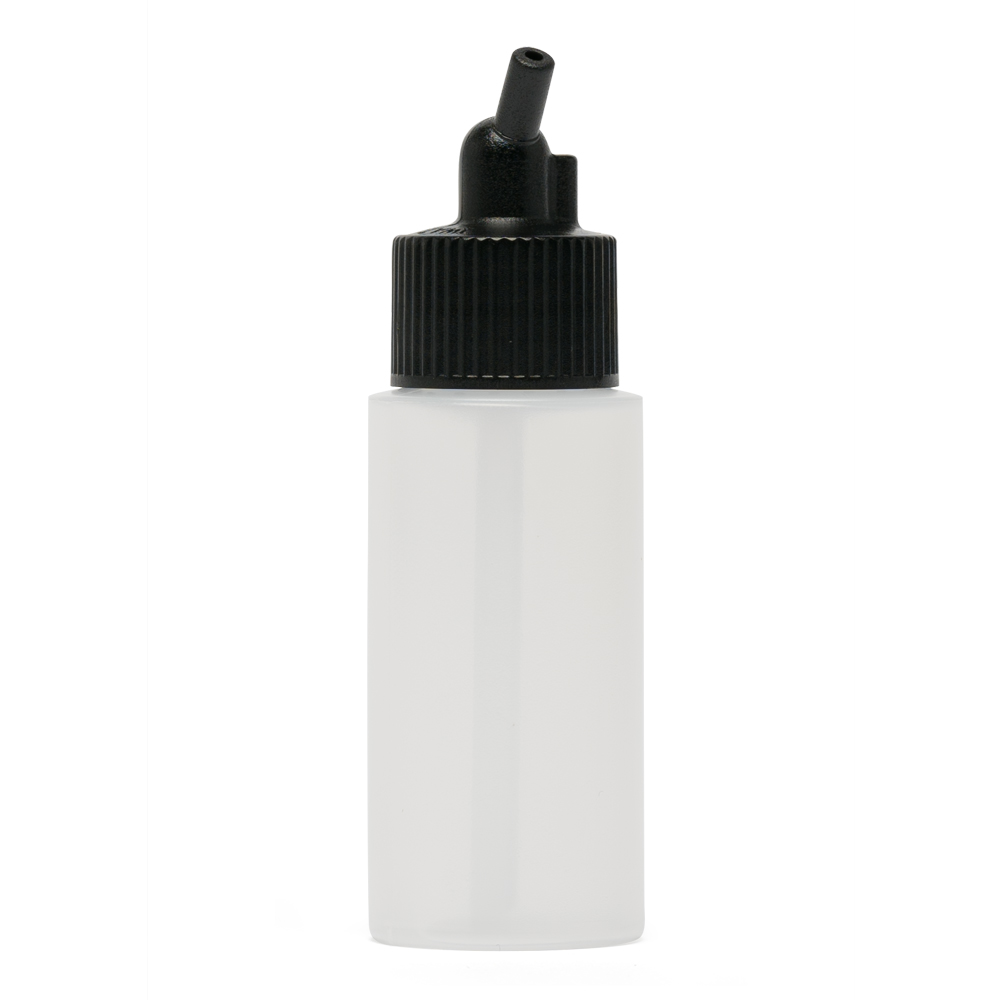 IWATA: Big Mouth Airbrush Bottle 1 oz Cylinder With 20 mm Adaptor Cap 