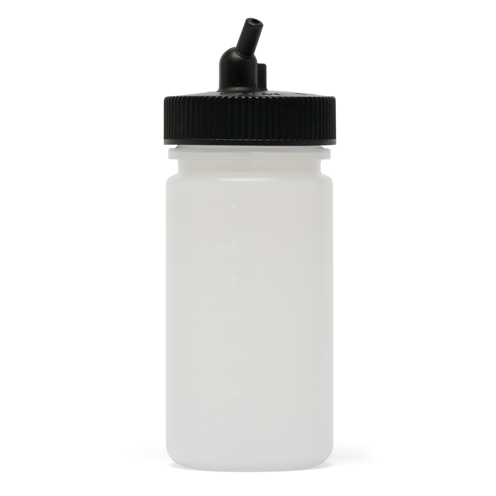 IWATA: Big Mouth Airbrush Bottle 2.5 oz Jar With 38 mm Adaptor Cap   