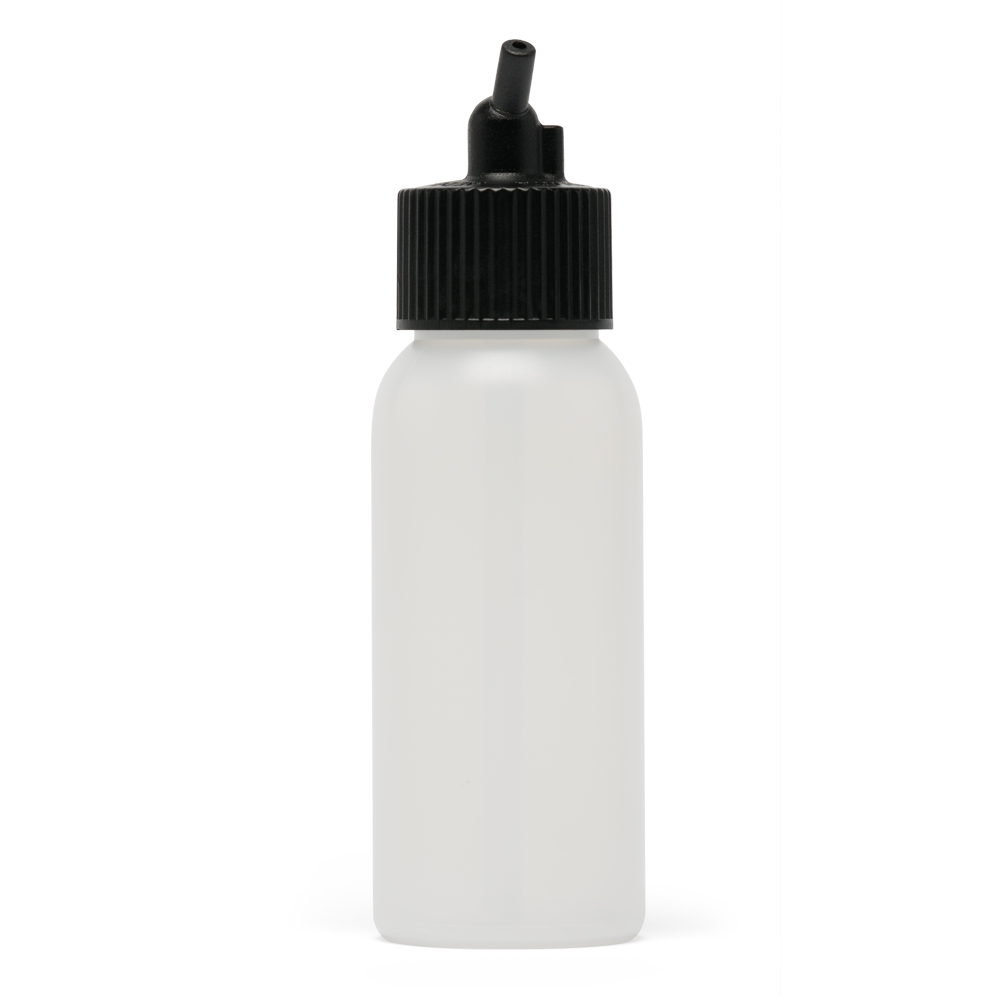 IWATA: Big Mouth Airbrush Bottle 2 oz Cylinder With 24 mm Adaptor Cap  