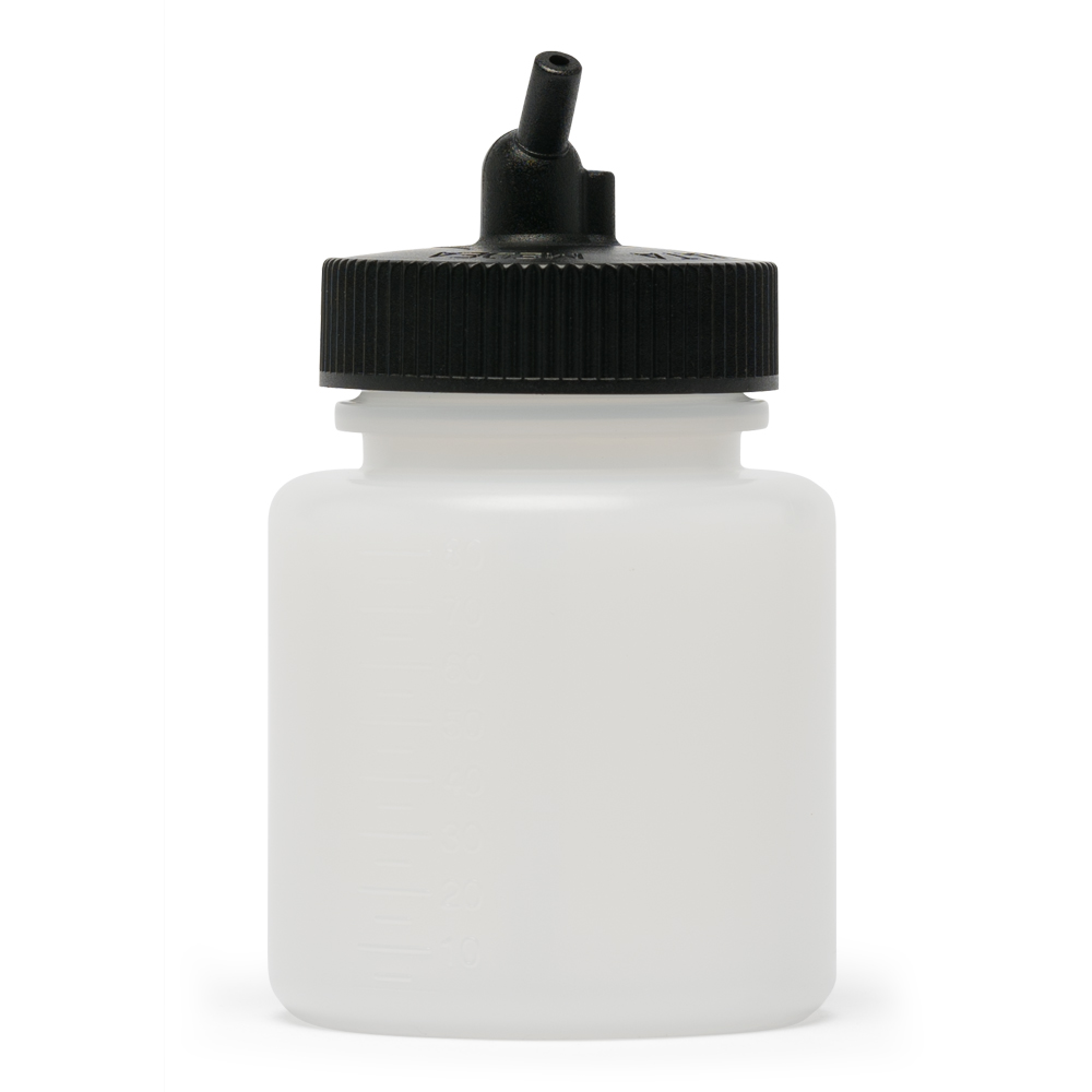 IWATA: Big Mouth Airbrush Bottle 3 oz Jar With 38 mm Adaptor Cap   