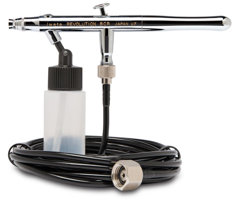 IWATA: Revolution HP-BCR Siphon Feed Dual Action Airbrush with Iwata Airbrush Hose 