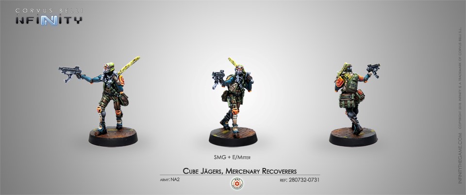 Infinity Mercenaries (#731): NA2 Cube Jagers, Mercenary Recoverers (SMG) 