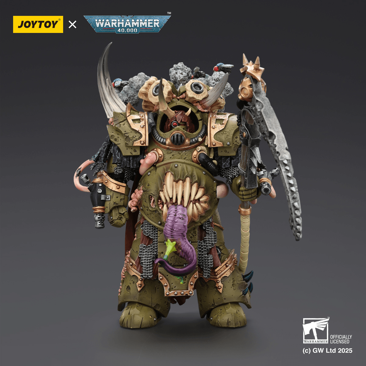 Joytoy: Warhammer 40K: Death Guard Deathshroud Terminator Champion with Manreaper and Plaguespurter Gauntlets 