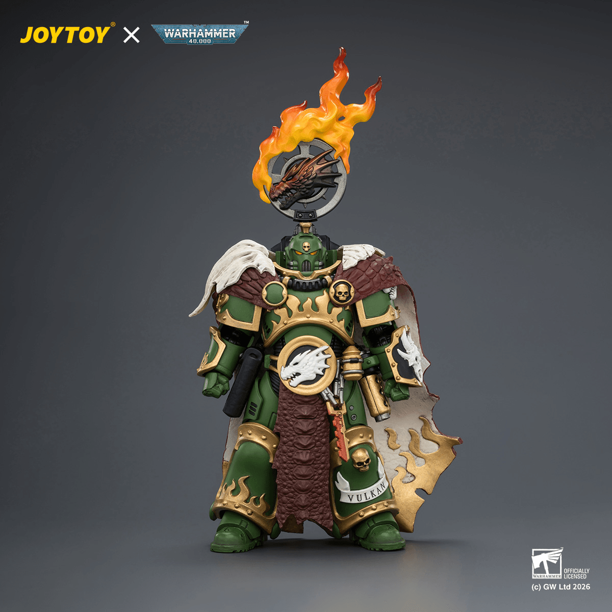 Joytoy: Warhammer 40K: Salamanders Vulkan Hestan, the Forgefather with the Spear of Vulkan and the Gauntlet of the Forge 