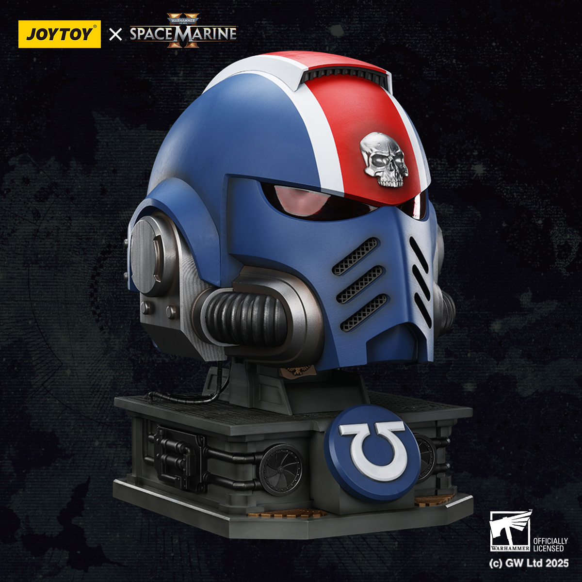 Joytoy: Warhammer 40K: Ultramarines Lieutenant Titus MKX Helmet & Display Stand 