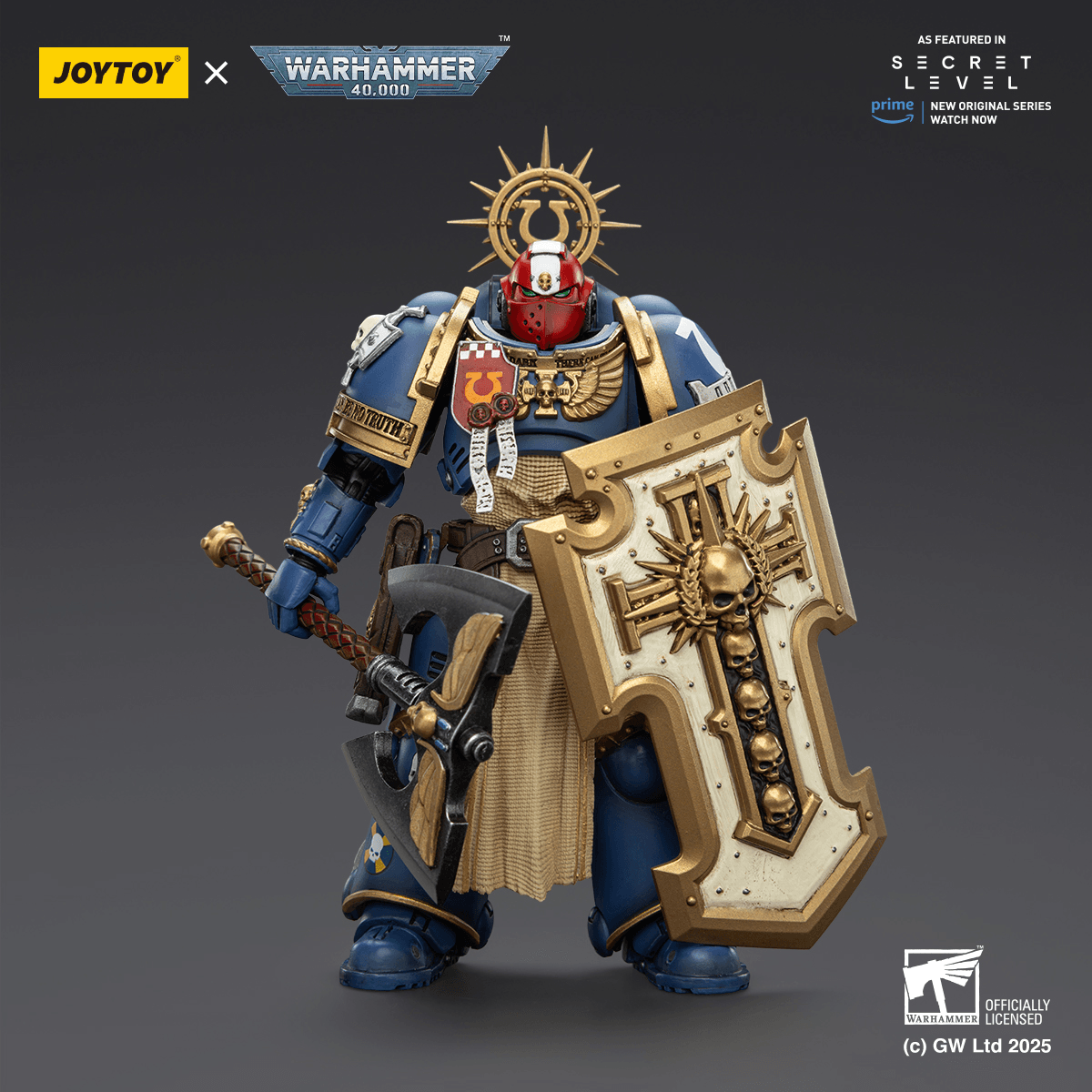 Joytoy: Warhammer 40K: Ultramarines Metaurus with Power Axe, Stormshield and Plasma Pistol 
