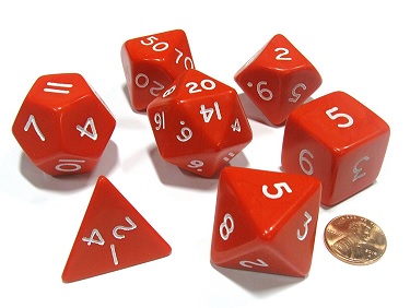 Koplow: 7PC Polyhedral Dice Set: Jumbo Opaque Red/White 
