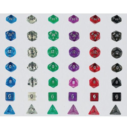 Koplow: 7PC Polyhedral Dice Set: Translucent Clear/Black 