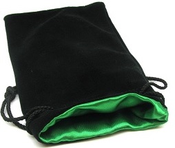 Koplow: Dice Bag - Satin Lined Black and Green (5in x 8in) 