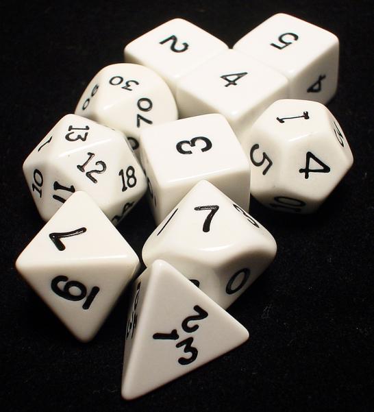 Koplow: Polyhedral 10 Dice Set: Opaque White/Black 