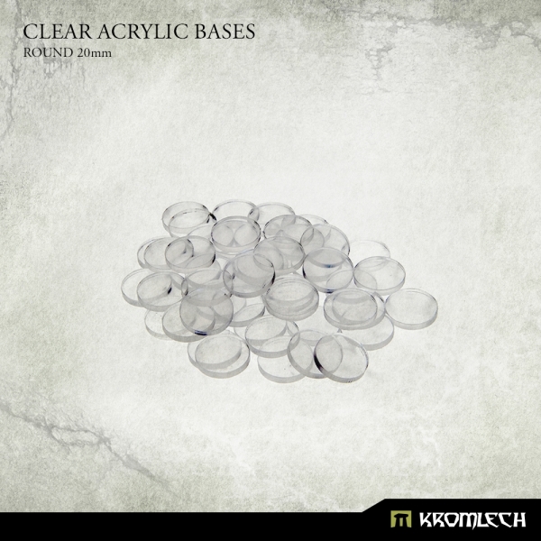 Kromlech Clear Acrylic Bases: Plastic- Round 20mm (50) 