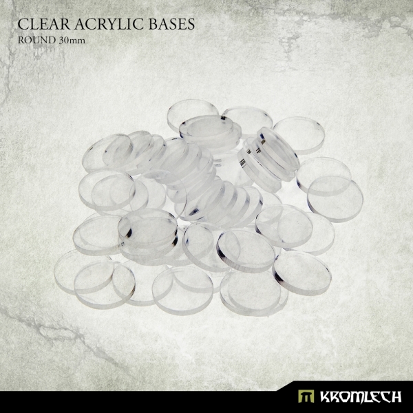 Kromlech Clear Acrylic Bases: Plastic- Round 30mm (40) 