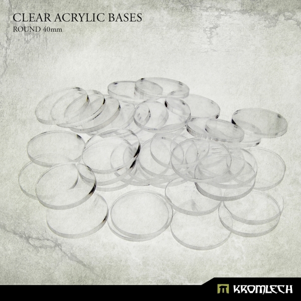 Kromlech Clear Acrylic Bases: Plastic- Round 40mm (25) 