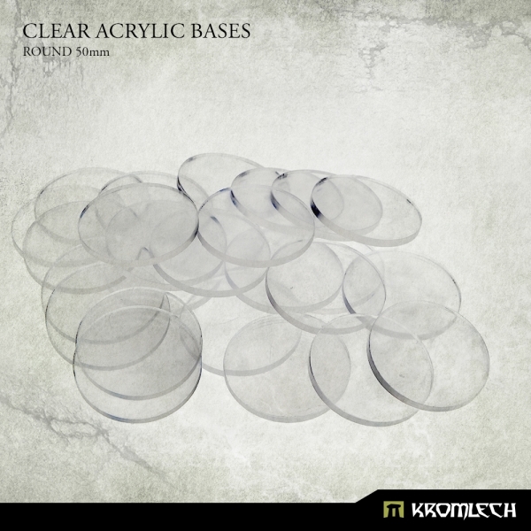 Kromlech Clear Acrylic Bases: Plastic- Round 50mm (15) 