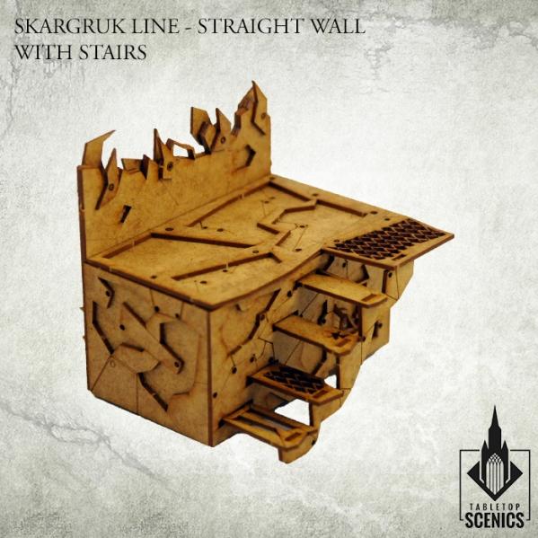 Kromlech Tabletop Scenics: Skargruk Line – Straight wall with stairs 