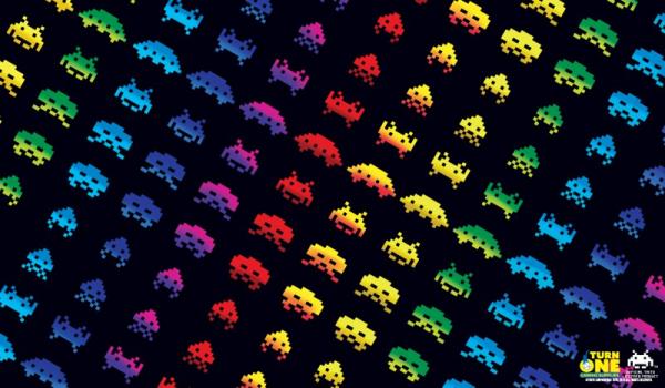 Space Invaders Rainbow Attack Play Mat 