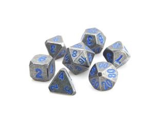 METAL FORGE DICE SET: RAW STEEL W/ PARAGON BLUE 