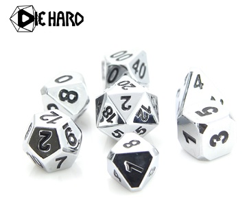 METAL FORGE DICE - SHINY SILVER W/ BLACK 