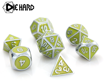 METAL GEMSTONE DICE SET - SILVER TITANITE  