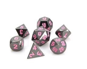METAL RPG DICE SET - SINISTER CHROME W/ PINK 