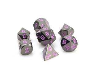 METAL RPG DICE SET: SINISTER CHROME W/ PURPLE 