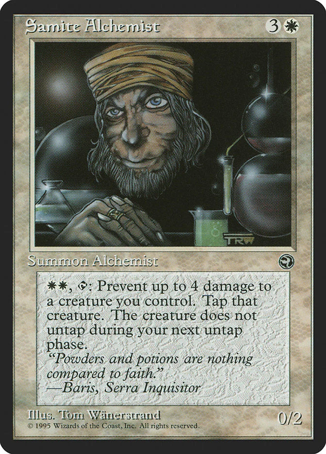 MTG: Homelands 013b: Samite Alchemist (Green Beaker) 