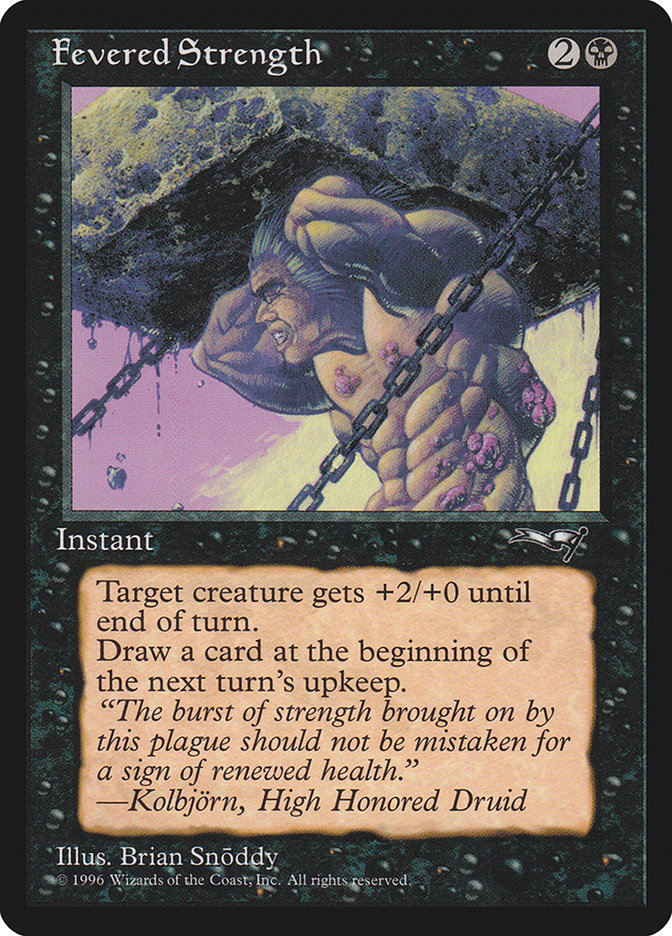 MTG: Alliances 050a: Fevered Strength (Lifting Rock) 