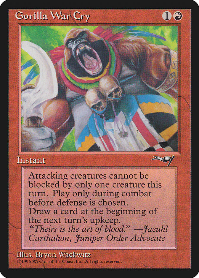 MTG: Alliances 073b: Gorilla War Cry (Leaning Left) 
