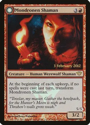 MTG: Dark Ascension 098: Mondronen Shaman // Tovolars Magehunter (Launch Party Promo FOIL) 