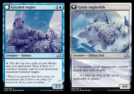 Magic: Eldritch Moon 063: Grizzled Angler // Grisly Anglerfish 