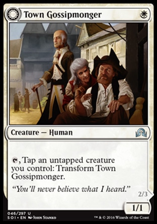 MTG: Shadows over Innistrad 046: Town Gossipmonger/ Incited Rabble 