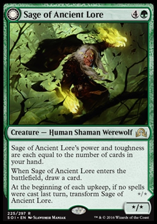 Magic: Shadows over Innistrad 225: Sage of Ancient Lore/ Werewolf of Ancient Hunger 