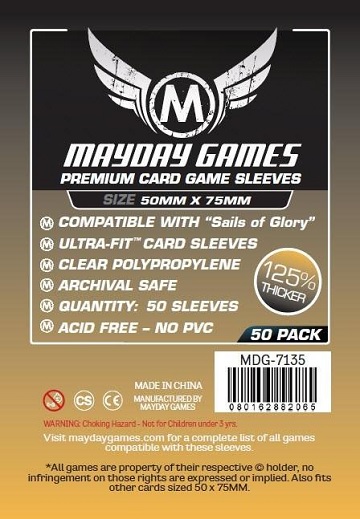 Mayday: Premium Sails of Glory Sleeves: 50mm x 75mm (50) 