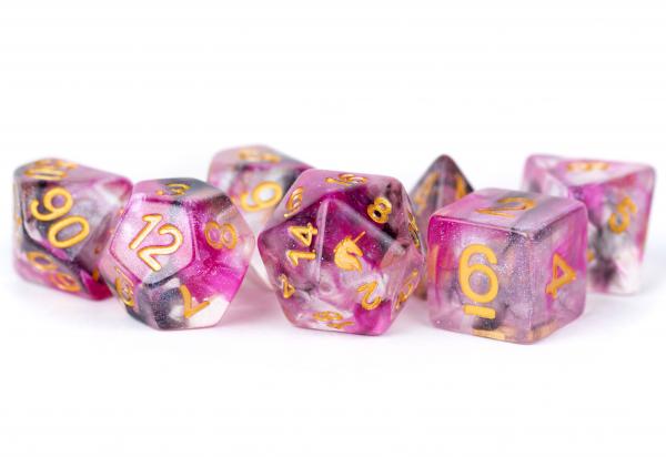 Metallic Dice Games: Unicorn Resin Dice: Blushing Steel 