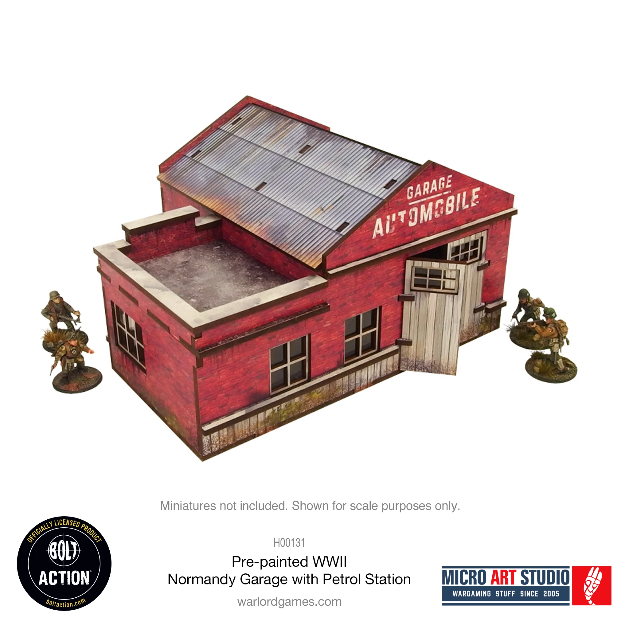 Micro Art Studio: Pre-Painted WW2 Normandy Garage With Petrol Station 