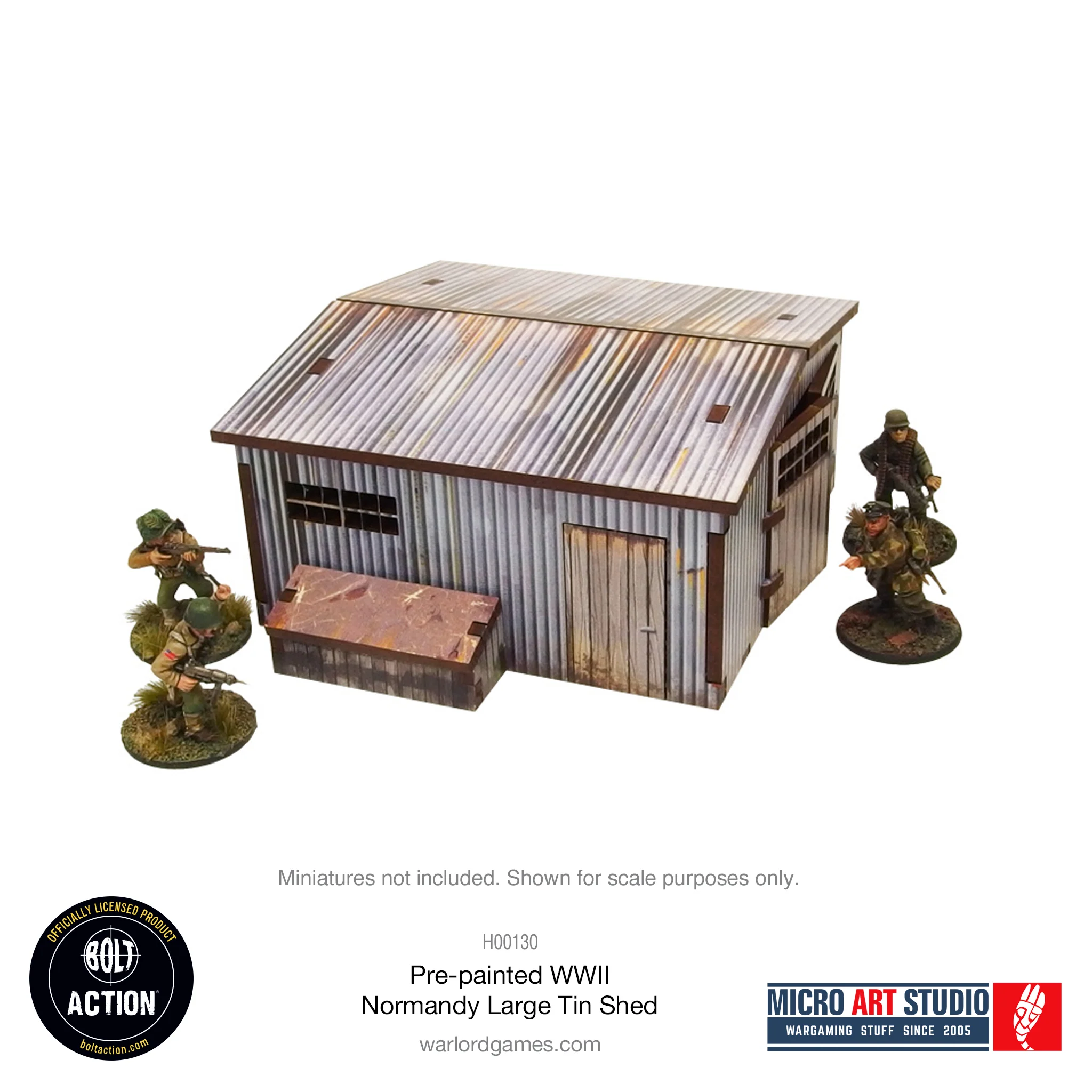 Micro Art Studio: Pre-Painted WW2 Normandy  Large Tin Shed 