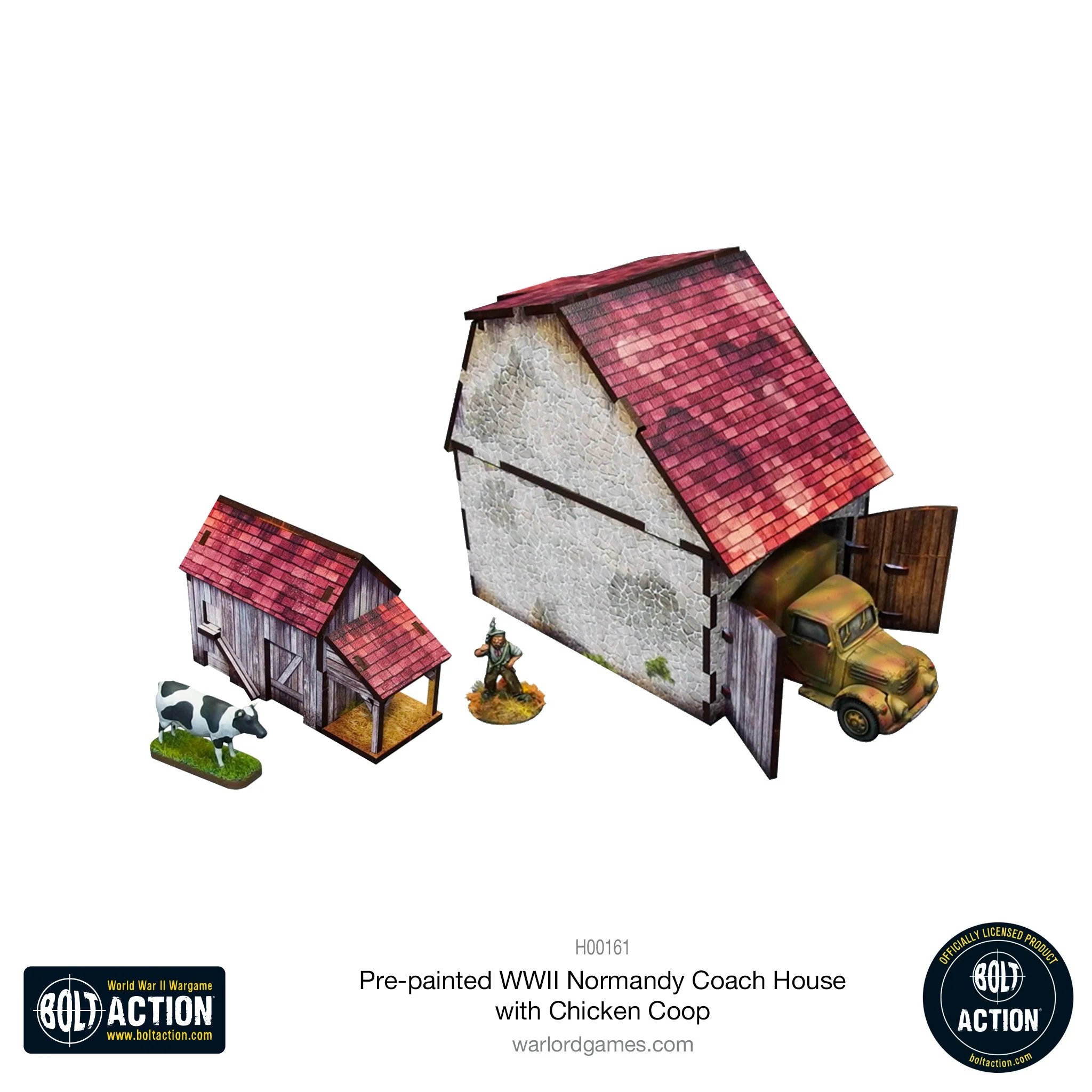 Micro Art Studio: Pre-painted WW2 Normandy Coach House with Chicken Coop 
